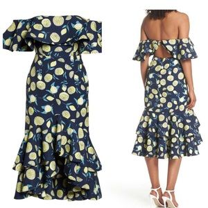 Fame & Partners Sasha Lemon Off Shoulder Dress 10